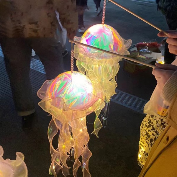 Farve DIY Jellyfish Lamp Lantern Jellyfish Light Lantern Blue