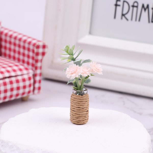 Miniatyr dukkehus Potted s blomstermøbler dekor