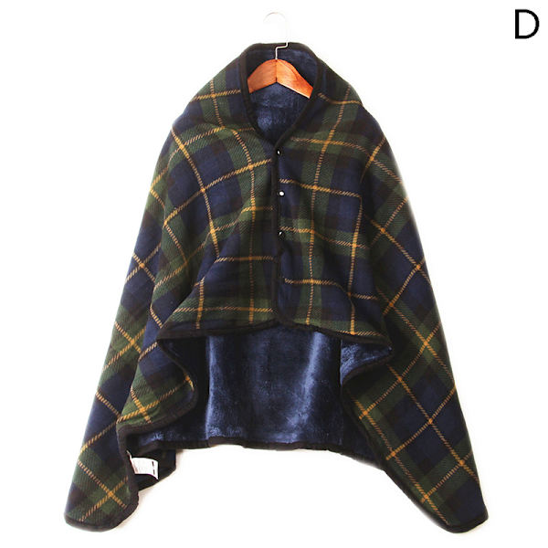 Bærbart plaid fleece tæppe Vintervarme kaster tykke tæppe green