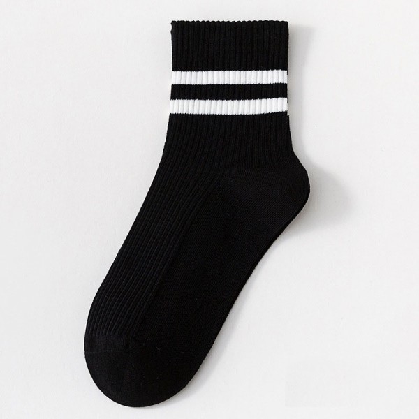 1 par kjemmet bomull Mote soild sokker fargerike stripe sokker Black 6979 |  Black | Fyndiq