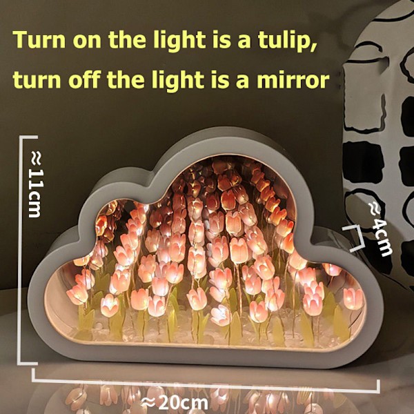 Cloud Mirror Tulip Lampe DIY Night Light Soveværelse Ornamenter purple