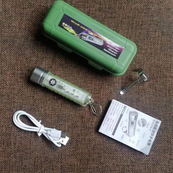 Avaimenperä Magneettinen hätätyövalo Zoom taskulamppu Green Mini fixed focus