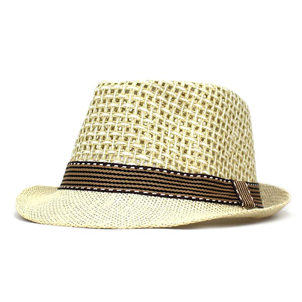 Män Beach Sun Hats Sommar Cowboy Fedora Retro Jazz Hat Khaki