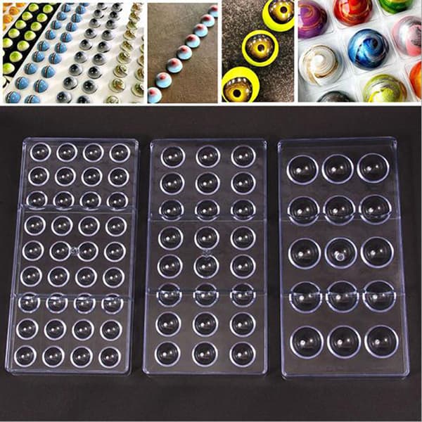 3D Sjokoladeform Polykarbonat Kule Kule Tykke kakeformer Ch 36 holes