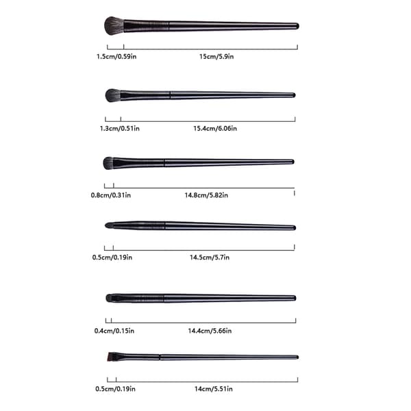 6-pack ögonmakeupborstar - Set med blandningsborstar