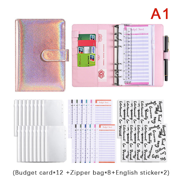A6 nahkaiset Budget Binder -muistikirjan muistikirja-kirjekuoret A1
