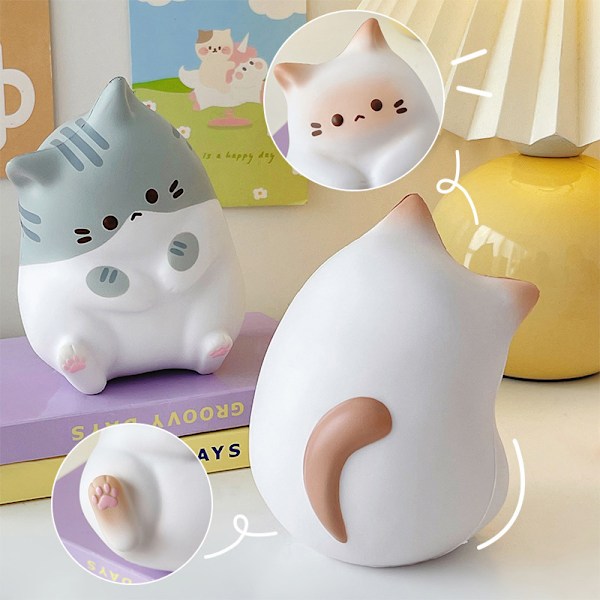 Sjovt og strækbart blødt katte-squishy legetøj Gray