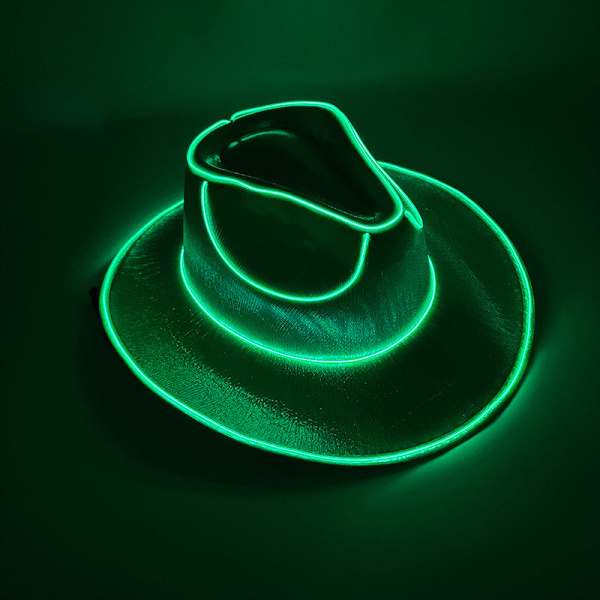 Disco Luminous Cowboy Hat Glowing Light Bar Cap Blue