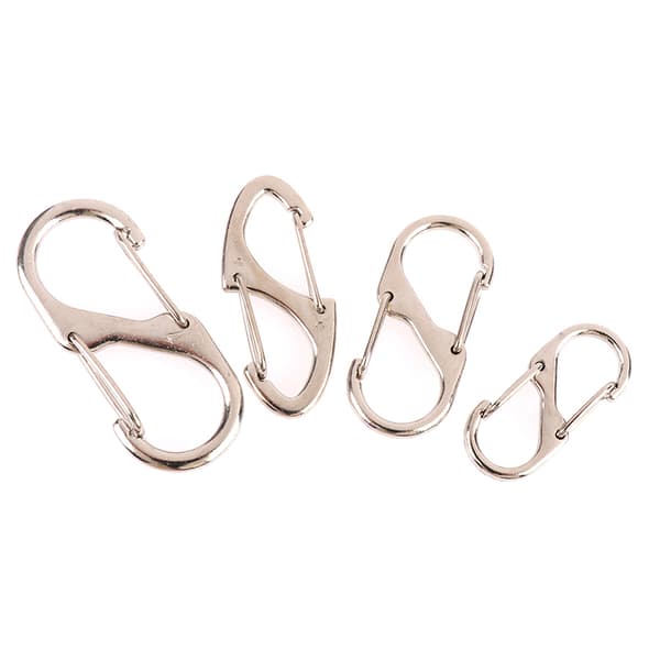 10stk Rustfrit Stål S Type Karabinhage Med Lås Mini Nøglering 51mm