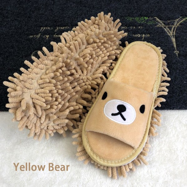 Tegneserie Dog Lazy Mopp Tøfler Rengjøring Gulv støvtøfler Yellow Bear