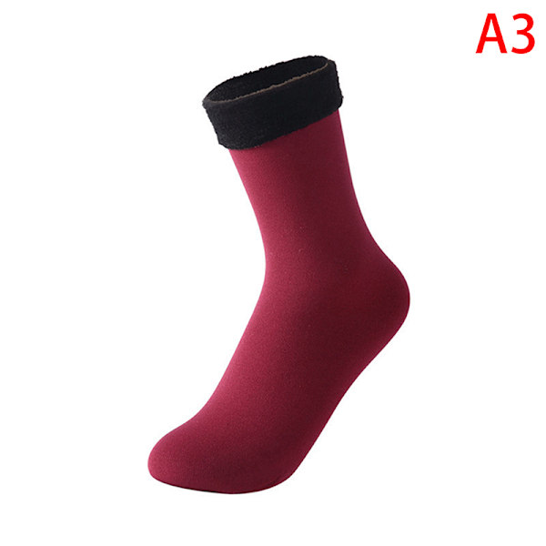 1 Par Varma Vinterstrumpor Tjocka Fleece Mellanhöga Golvstrumpor RED