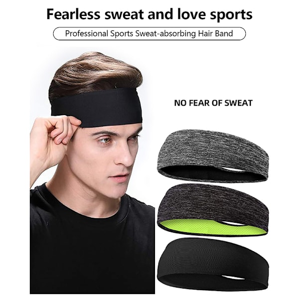 Sweatband Elastic Hairbands Head Band Joogapäähineet black