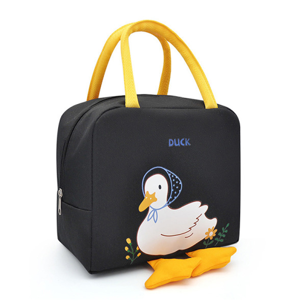 Cartoon Bento Bag Little Yellow Duck Förvaringsisoleringsväska Black