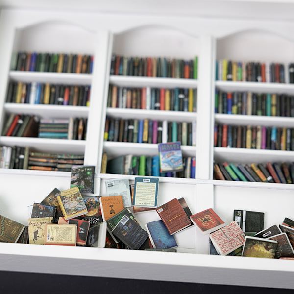 Miniatyrbibliotek Anti-Bokhylla Trä Miniatyr Prydnad Dockhus A