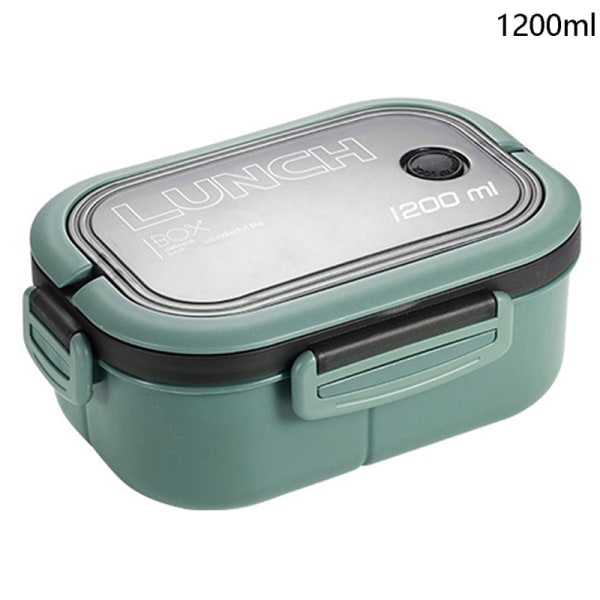 Lunch Box 2 Layer Grids Student Mikrobølge Hermetic Bento Box Green