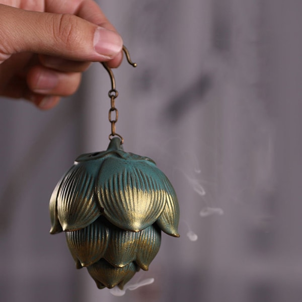 Muotoile riippuva pallo backflow suitsukepoltin keraaminen kodin sisustus Lotus Heart