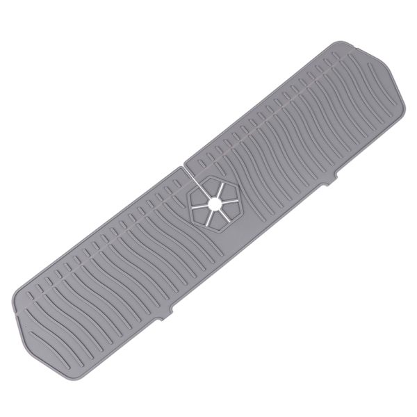 Silikone Vandhane Måtte Vandhane Køkkenhane Vask Stænkbeskytter Gray 35*14.8CM