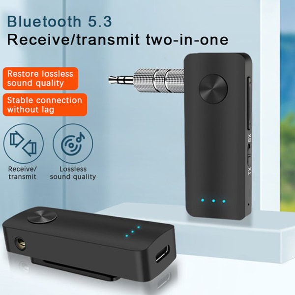 Bil Bluetooth 5.3 trådlös adapter sändarmottagare Black