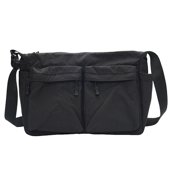 Messenger tasker med flere lommer, skuldertaske, stor håndtaske, rejse S Black