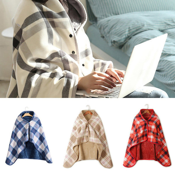 Bærbart plaid fleece tæppe Vintervarme kaster tykke tæppe dark blue