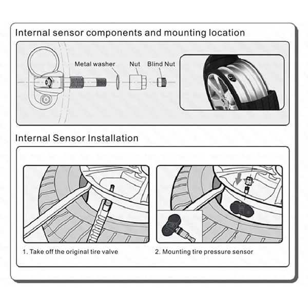 TPMS bildekktrykksystem Overvåking trådløs USB-alarm Black one size