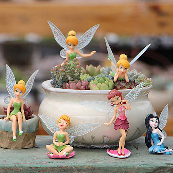 6 ST Flower Fairy Pixie Fly Wing Miniatures Girl Figurines 6 pcs