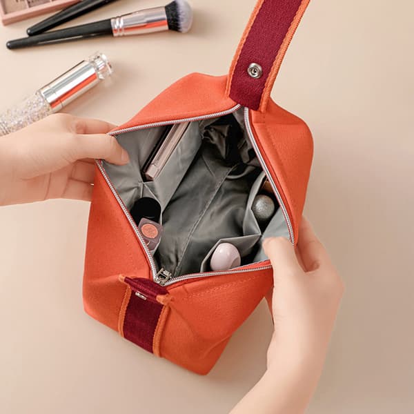 Kosmetisk väska Vattentät Canvas Makeup Pouch Mode Organizer Orange
