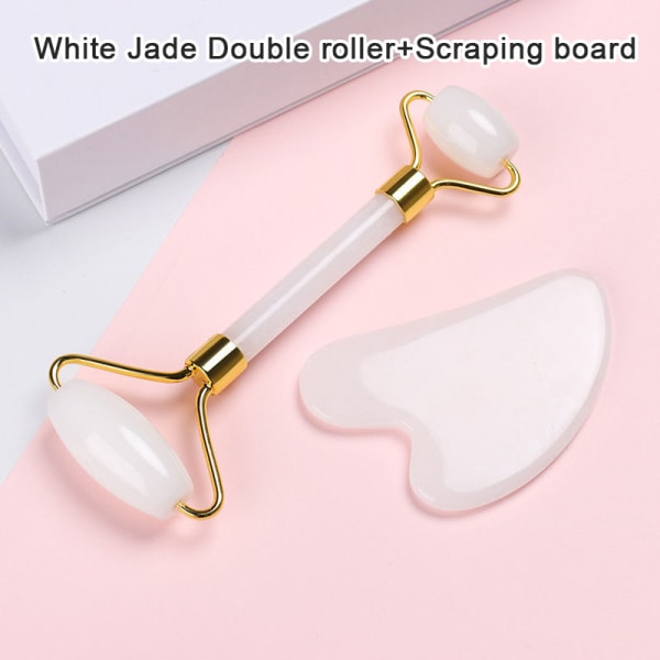 Jade Roller Gua sha Board Anti-aldring ansiktsmassasje Skjønnhetspleie S Roller+Scrapingboard