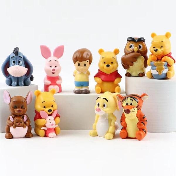 10 st Disney Nalle Puh Eeyore Anime Figurer leksak