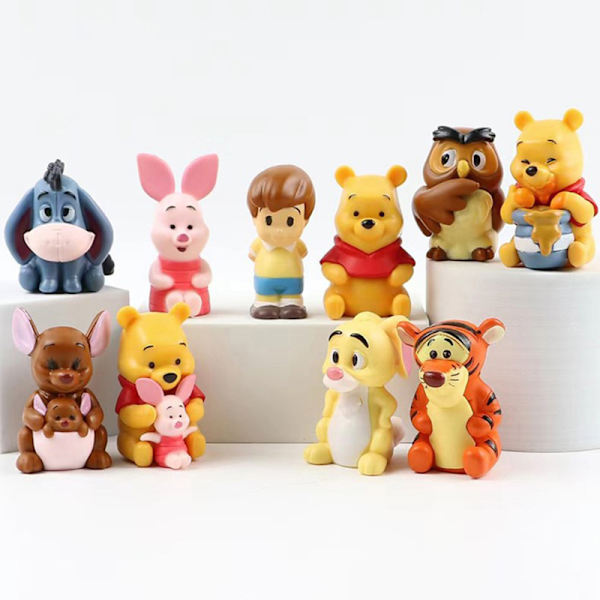 10 stk Disney Winnie The Pooh Eeyore Anime Figurer Legetøj