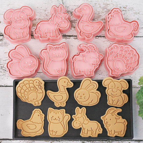 8st Form Cookie ters Stämpel Press Bakverktyg