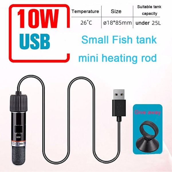 USB mini akvarium varmestang for liten fisketank