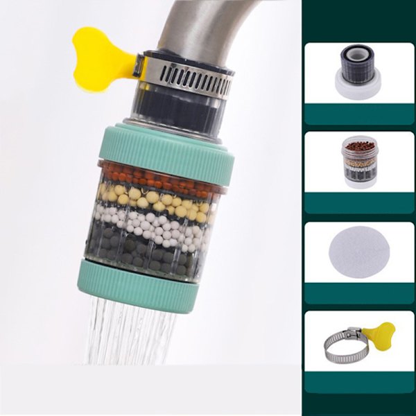 6-lags Universal køkkenhane-renser Vandhanefilter Green