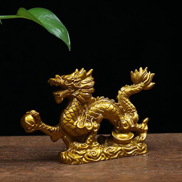 Good Lucky Dragon Statue Guld Dragon Statue Dyr Skulptur Red