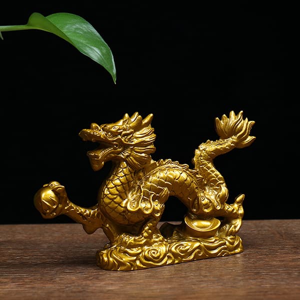 Good Lucky Dragon Statue Gull Dragon Statue Dyr Skulptur Red