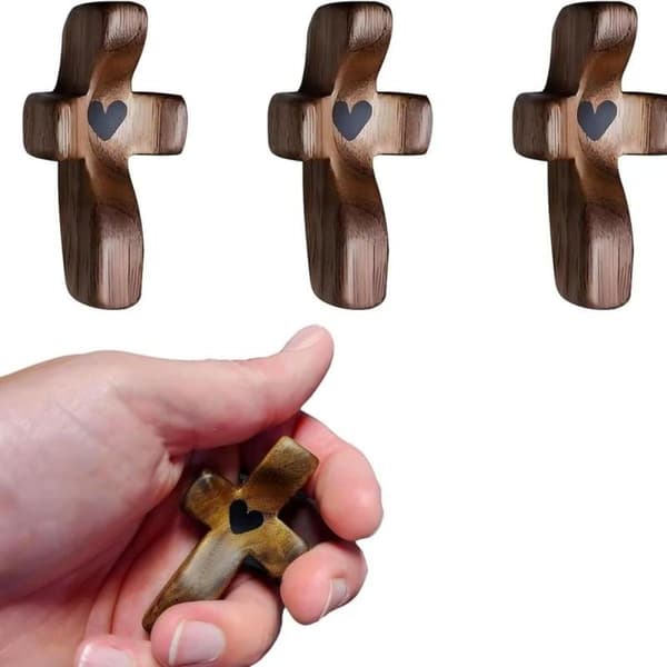 3 kpl Risti sydämessäni -kannustuslahja, kädessä pidettävä puinen risti one size