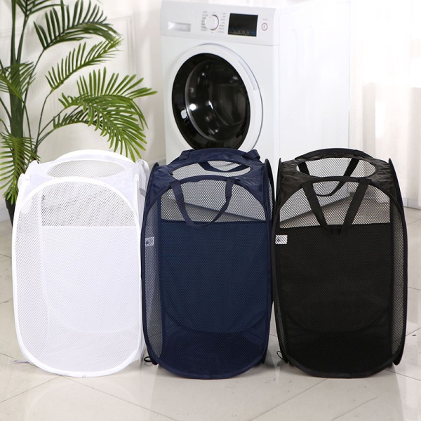 Mesh Pop Up smutsig tvättkorg Hämmar hopfällbar tvättkorg Dark gray Round