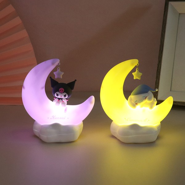 Moon LED Light Anime Kuromi Cinnamonroll Ornament Night Light A