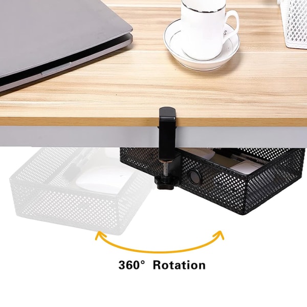 Under Skrivbordet Drawer Box 360 Roterande Drawer Hidden Organizer Black
