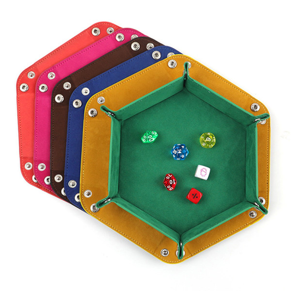 Rolling Folding Hexagon Dice Game Förvaringsbricka Mathållare B12