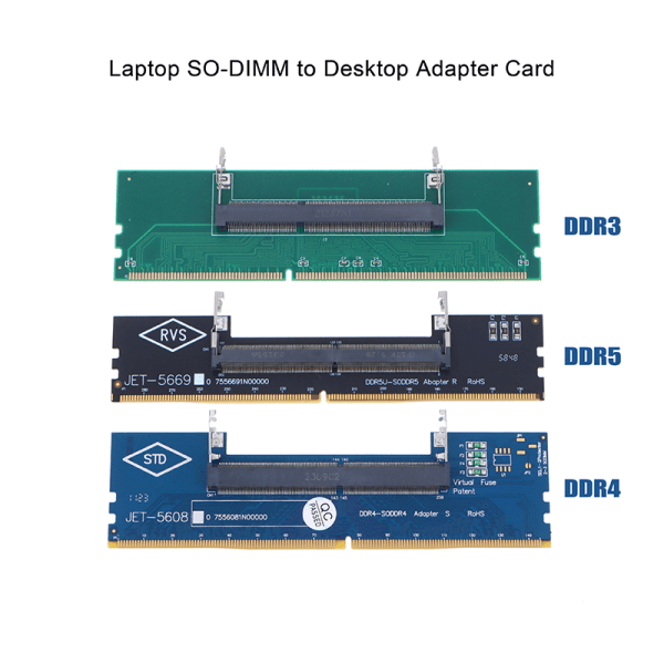 DDR3 DDR4 DDR5 kannettavan tietokoneen SO-DIMM-pöytäsovitin DDR4