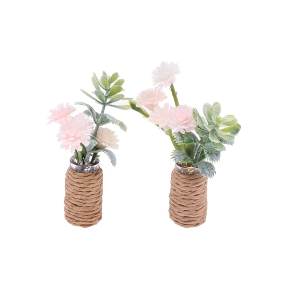 Miniatyr dukkehus Potted s blomstermøbler dekor