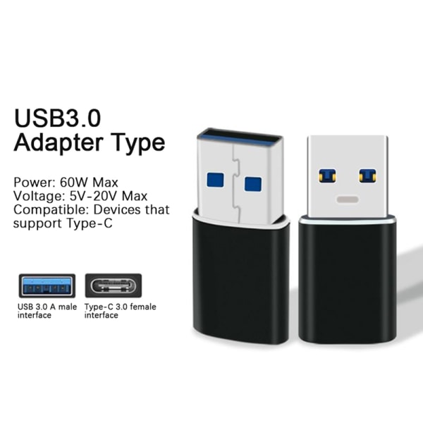 Mini Adapter Type-C USB 3.0 han til hun OTG kabelkonverter Gray