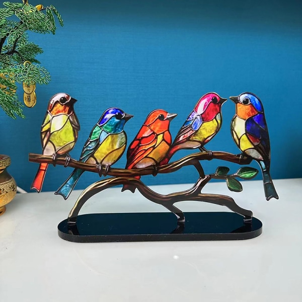 Farvede Fugle På Branch Desktop Ornamenter Fugle Jern Craft 3 birds B Acrylic