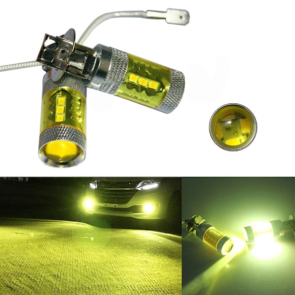 2stk LED Tågelygter LED Bil Tågelygte Gul High Power Yellow one size