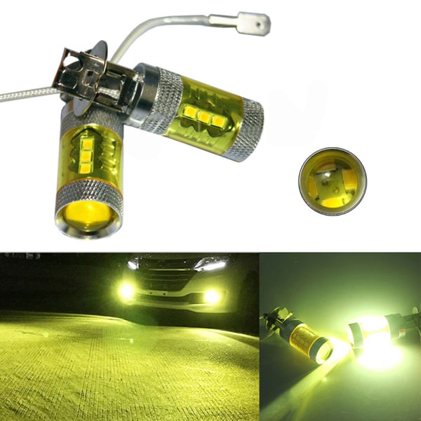 2stk LED Tåkelys LED Bil Tåkelys Gul High Power Yellow one size