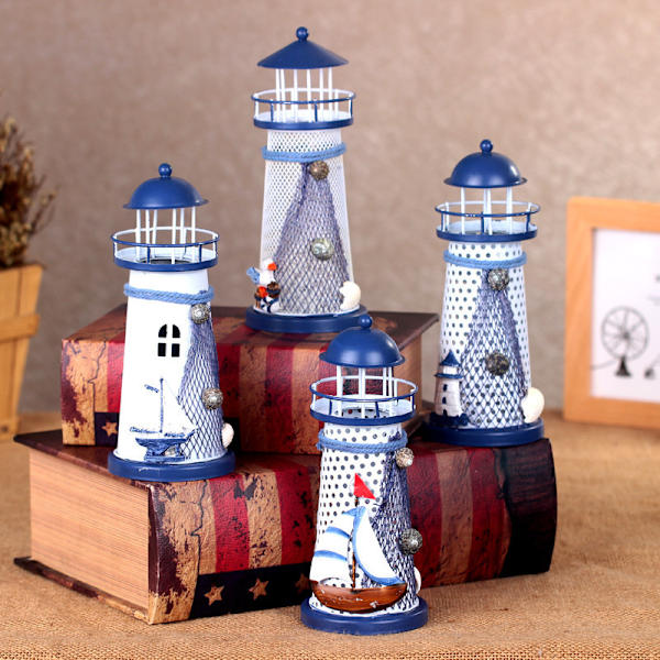 Ocean Flash Lighthouse Metal Beacon Tower Ornamenter 30CM