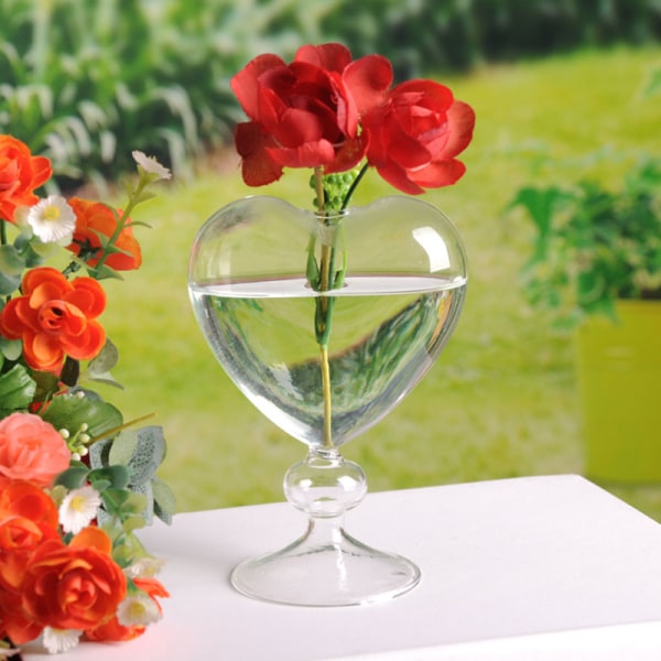Glass Flower er Heart Glass Vase Stående Home Decoration