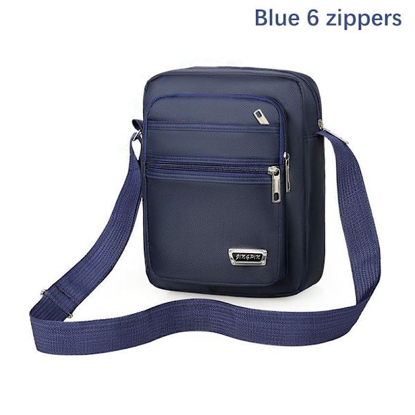 Axelväskor Resor Casual Förvaring Axelväska Messenger Bags Blue 6 zippers