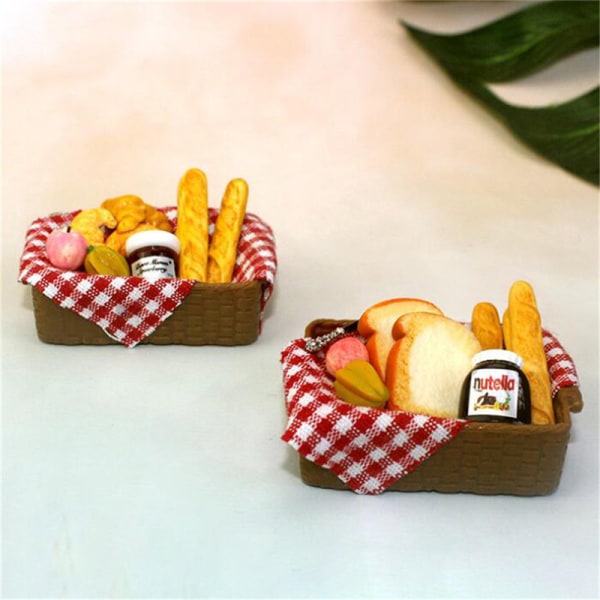 Set Miniatyr frukostset brödkorgstillbehör